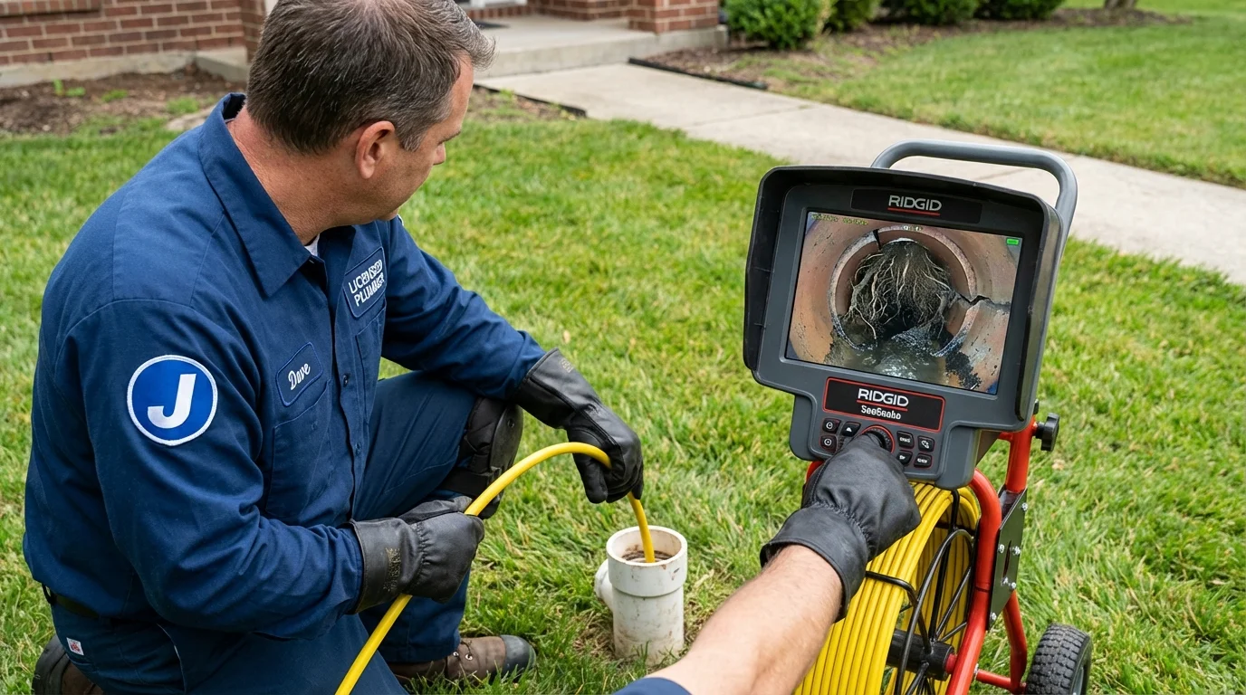 Sewer camera inspection being performed by Johns Plumbing LLC in Fraser